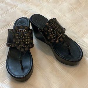 Tory Burch. Black wedges. Size 5.